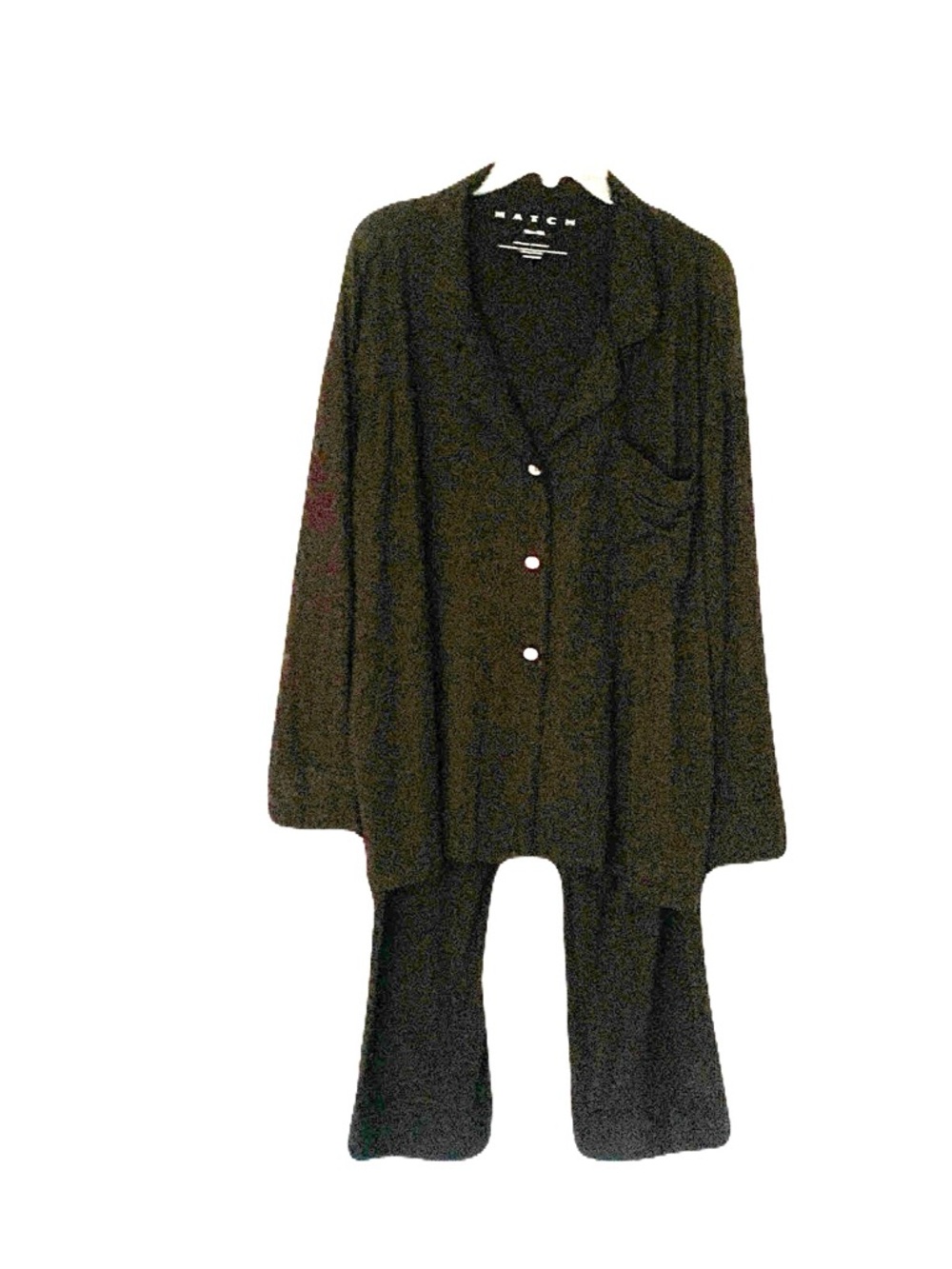 HATCH Womens XL 2 Piece Black Pajama Set Button Top & Pants Maternity Soft Cozy